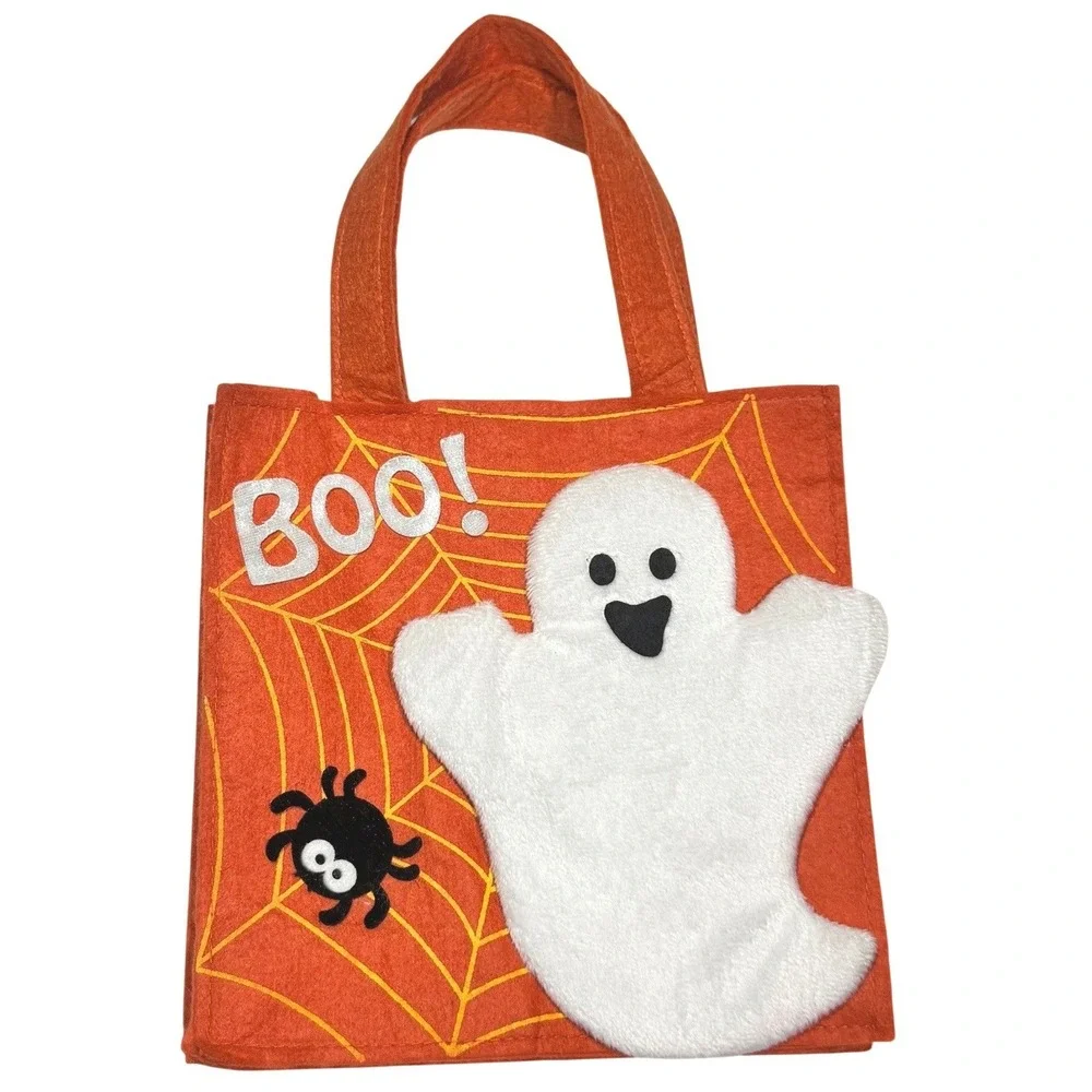 Halloween Felt Trick or Treat Bags Set of 4 Pumpkin Ghost Boo Kids Totes